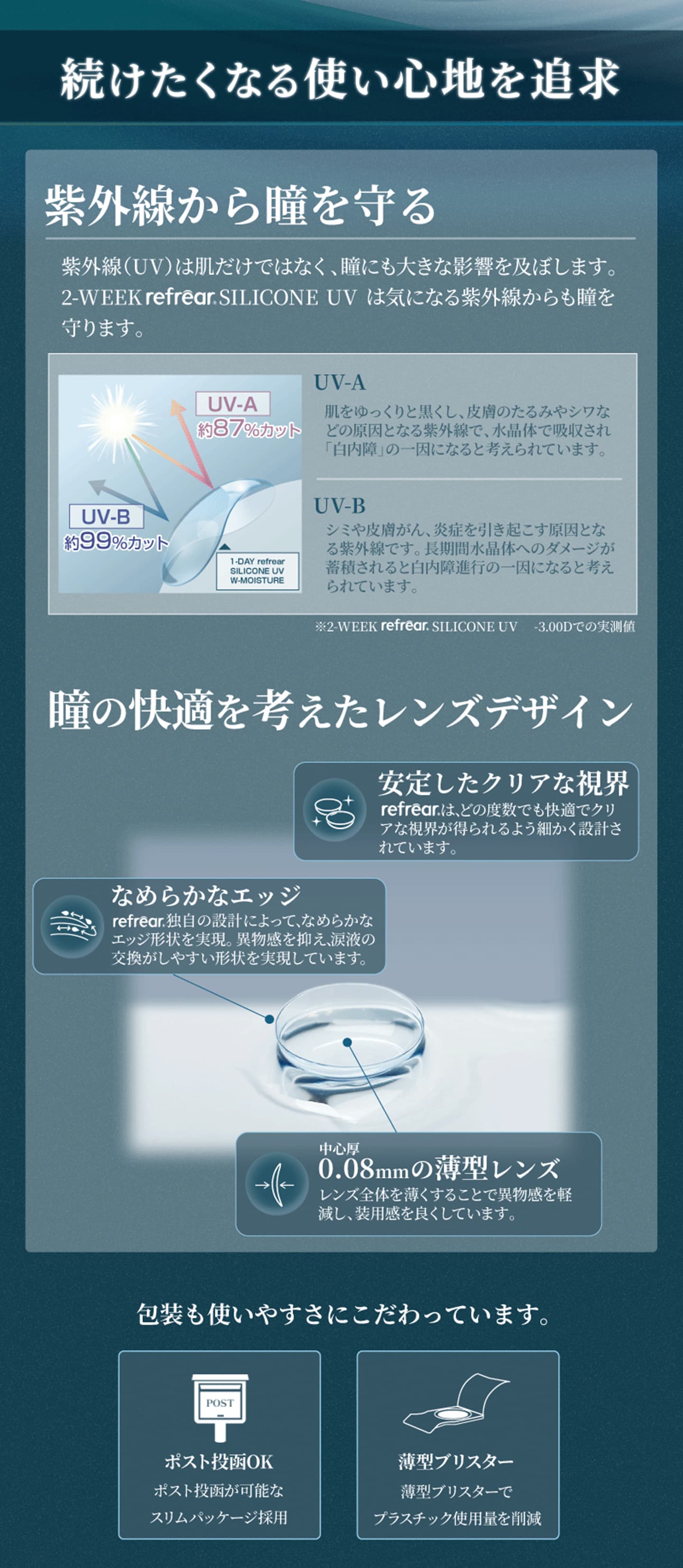 2week Refrear シリコーンUV クリアコンタクトレンズ