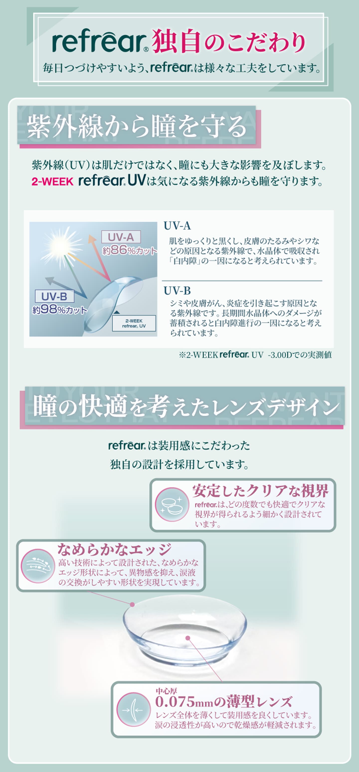 ツーウィーク リフレアUV (2week RefrearUV)のUVカット