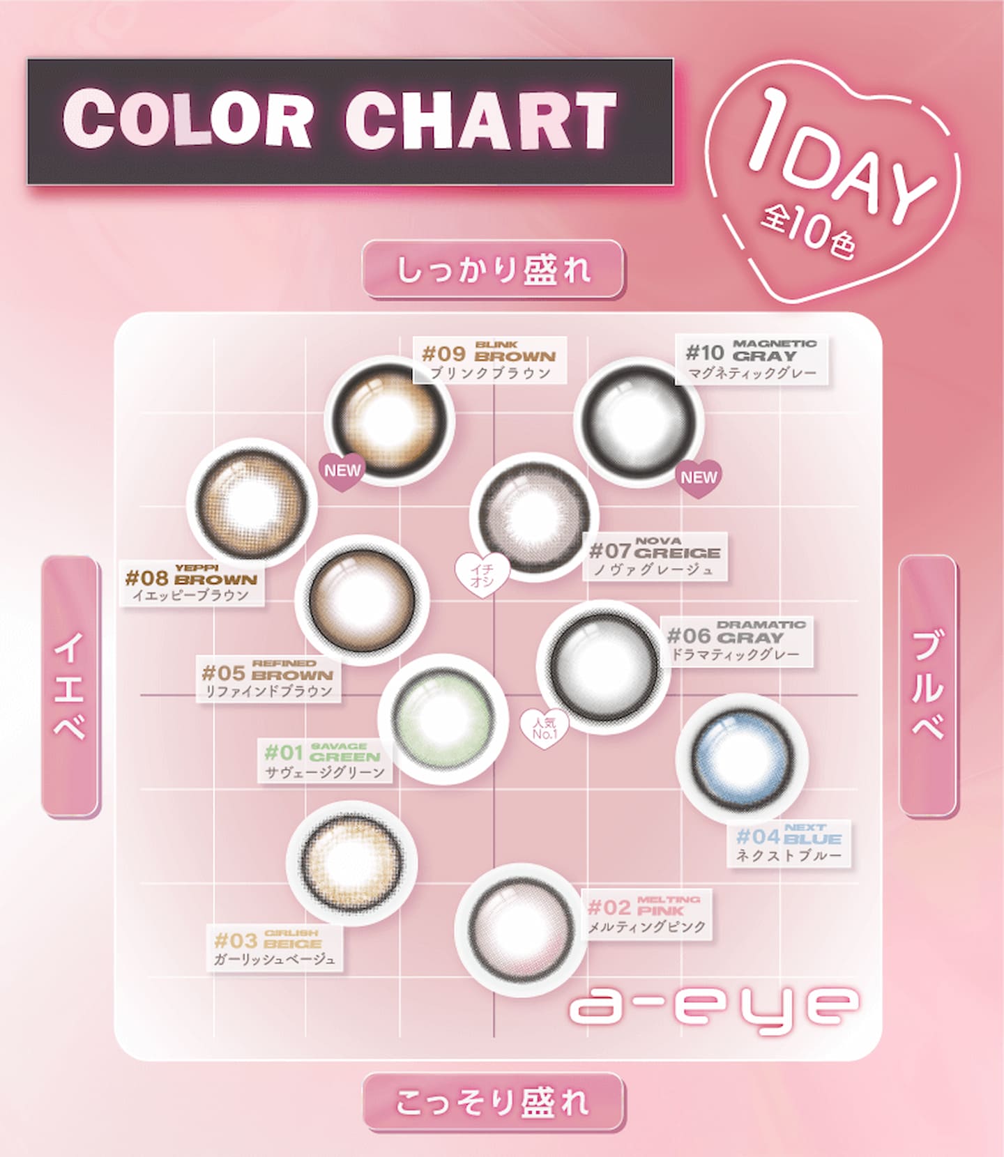 ワンデーリフレア エーアイ (1-DAY Refrear a-eye) カラーチャート - BABY MONSTER(ベイビーモンスター)韓国ワンデーカラコン
