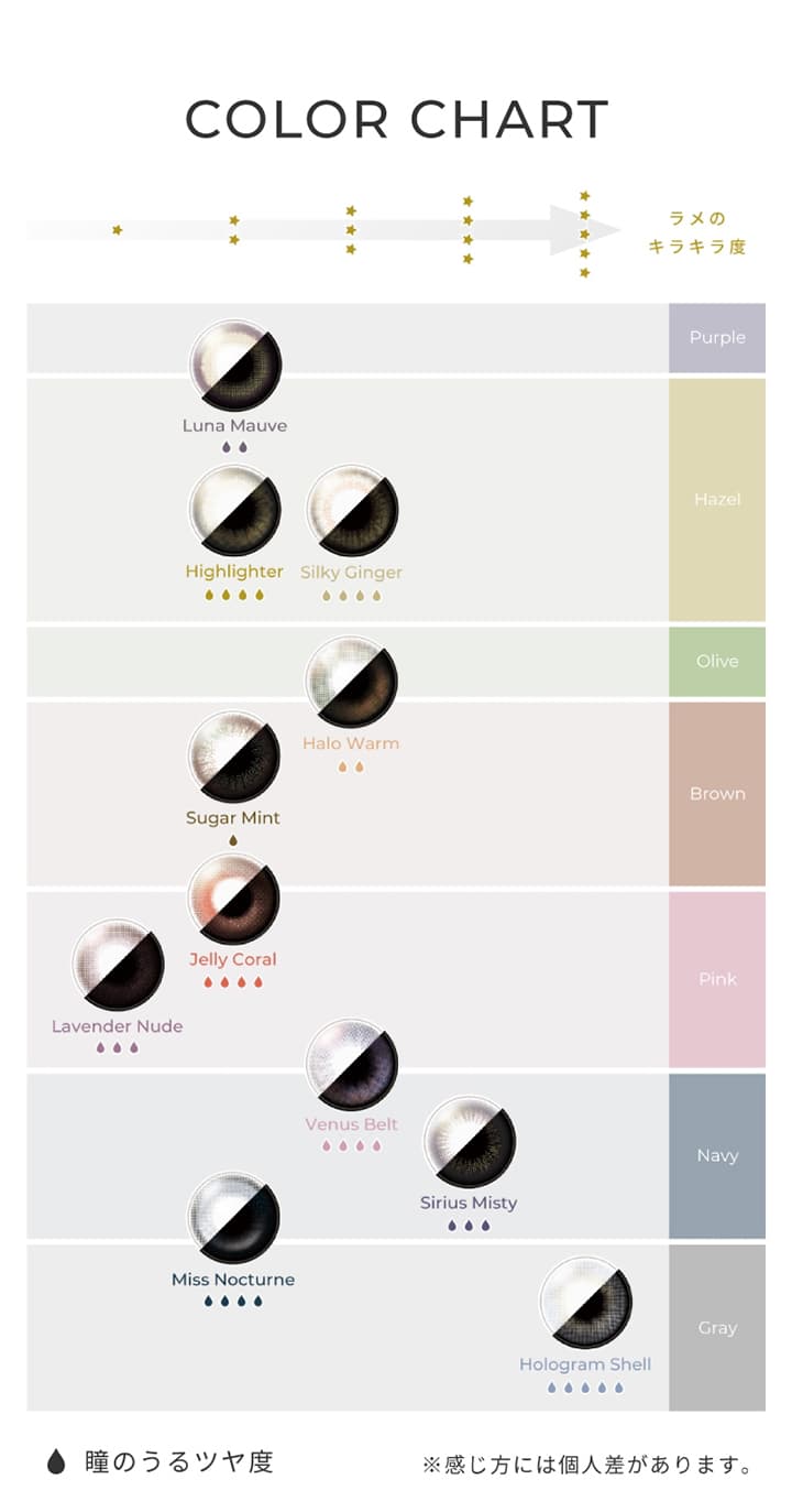 フェアリーシマーリングシリーズ  のカラーチャート