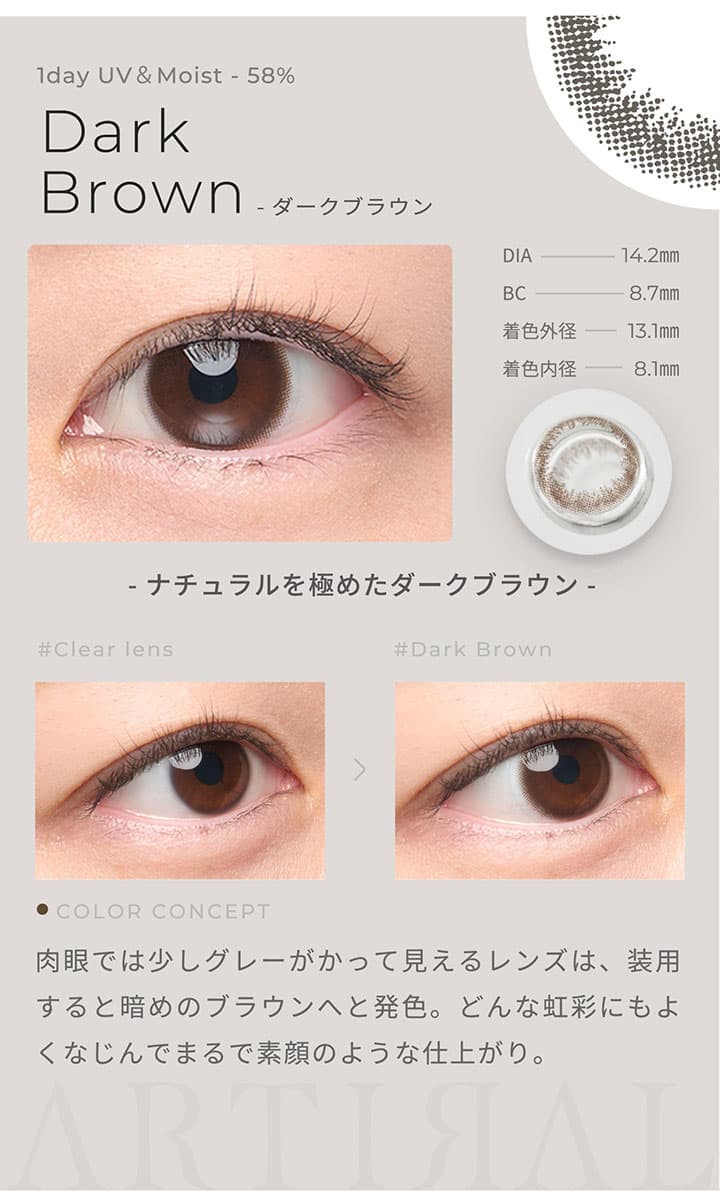 アーティラルワンデーUVM（高含水タイプ）ダークブラウン