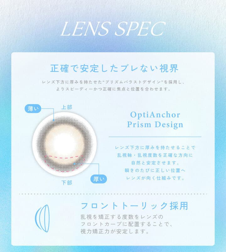 キャンディーマジックトーリックワンデー (candy magic TORIC)の商品スペック