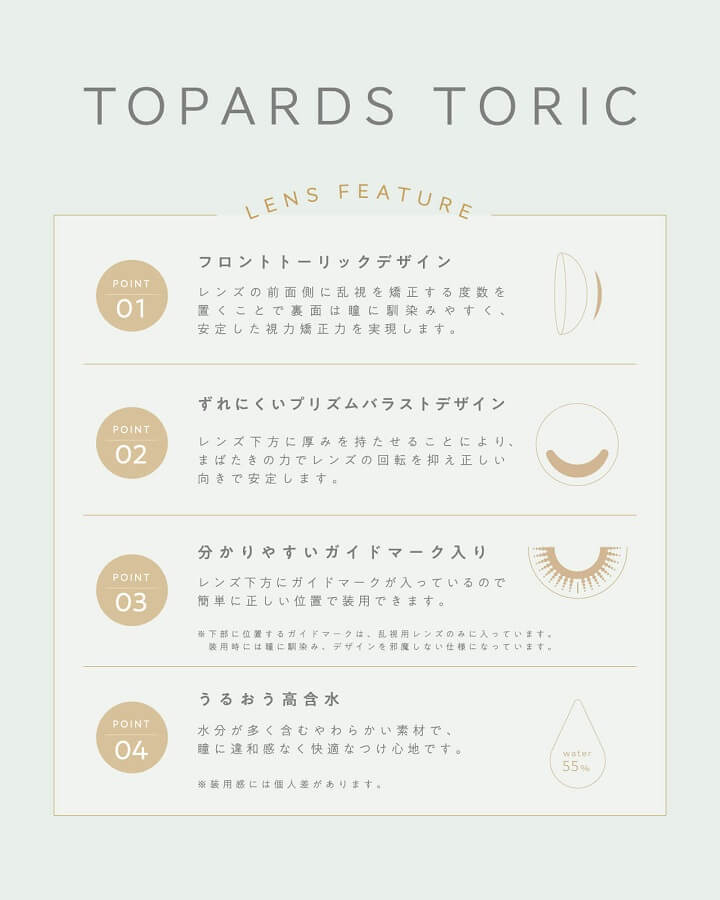 トパーズトーリック（TOPARDS toric）乱視用カラコン - レンズ説明