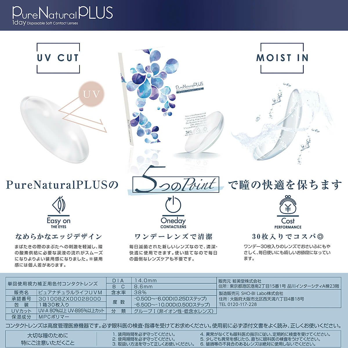 ピュアナチュラルPLUS 38％ （ピュアナチュラルワンデー）の特長