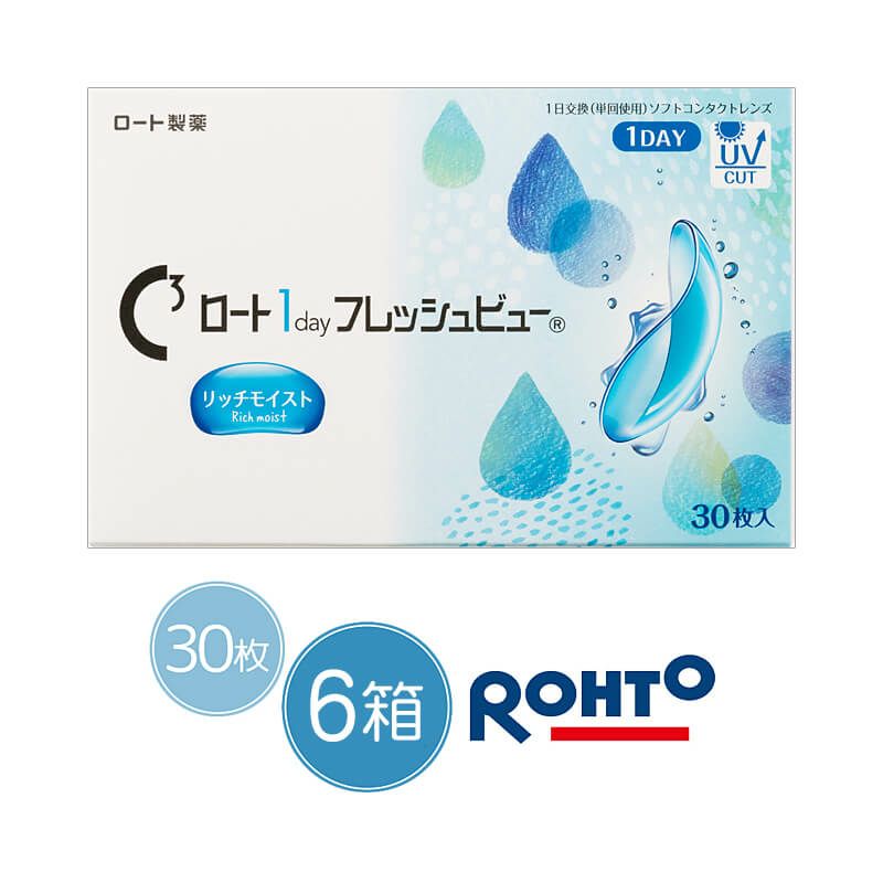 【送料無料＆200円割引】ロート ワンデー フレッシュビュー リッチモイスト(30枚入)×6箱セット