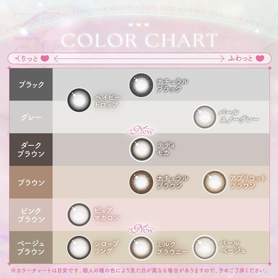 エバーカラーマンスリー (Ever Color 1month) カラーチャート